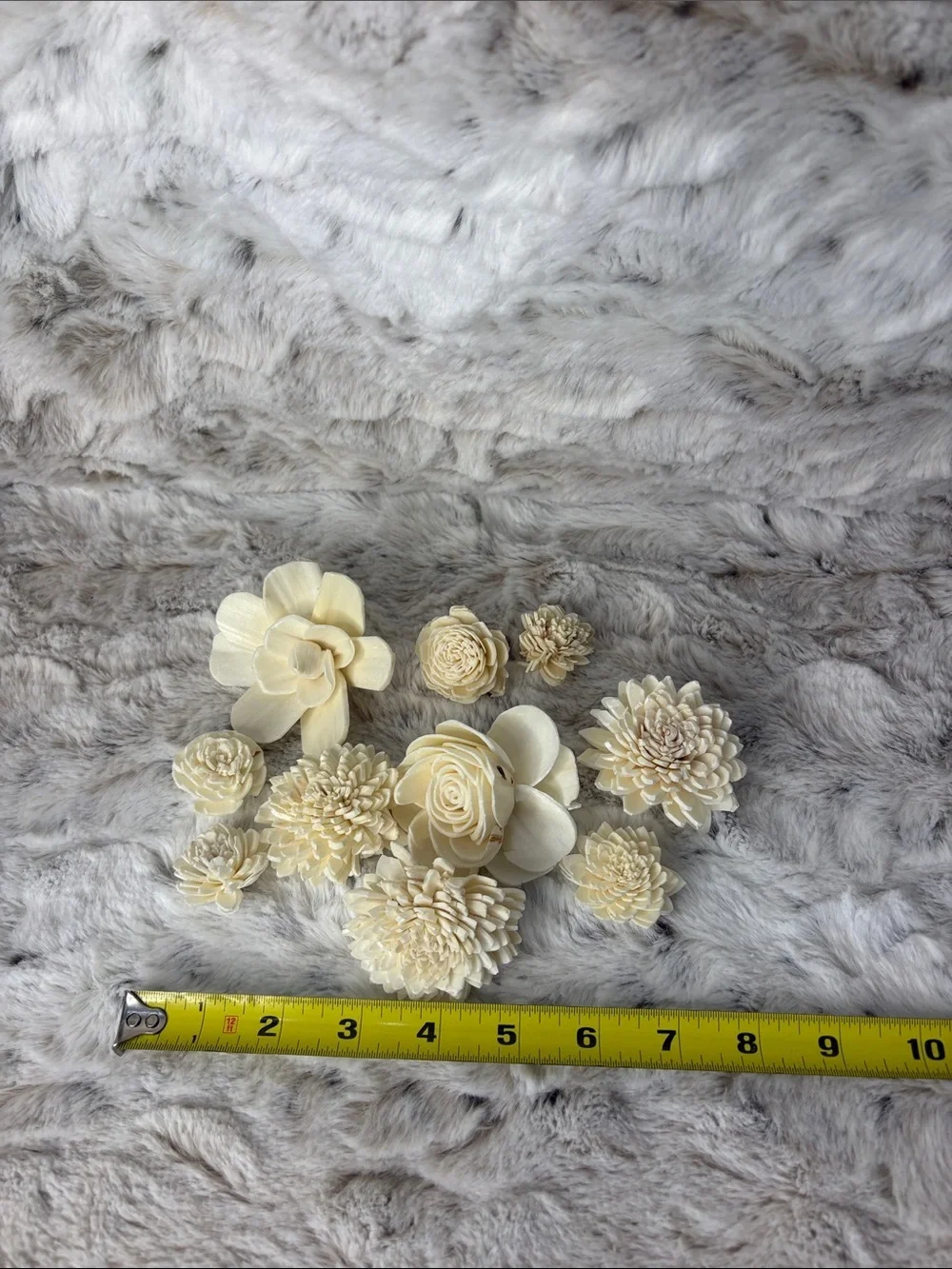 Cream Decorative Wood Flower Assortment - Set of Handcrafted Blooms. 5 Bags
